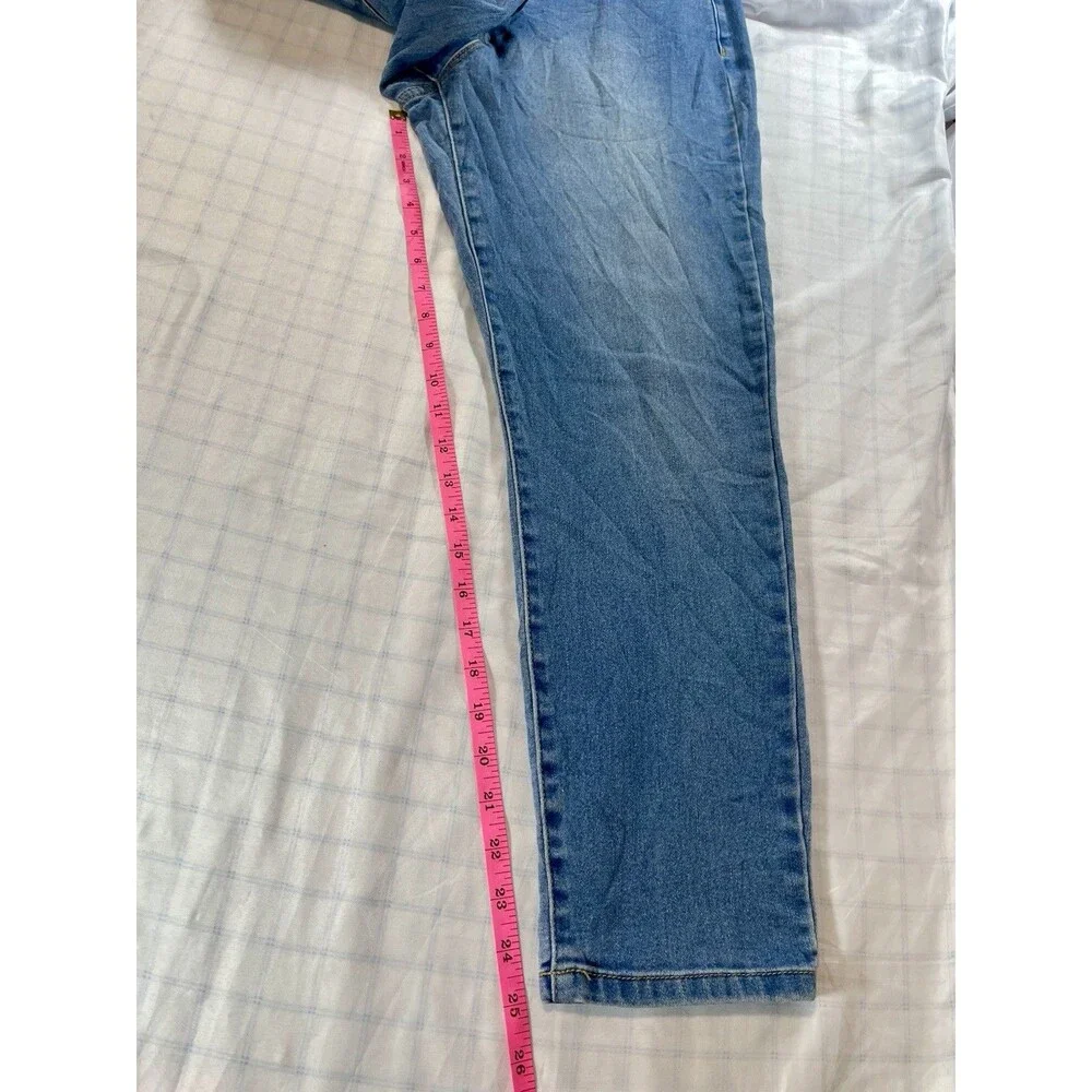 Michael Kors Gold-Embossed Slim Leg Blue Jeans - Size 12